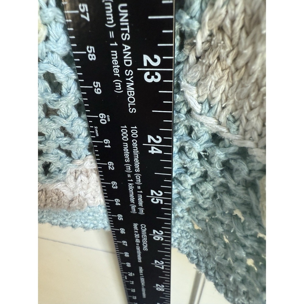 David Brooks Cardigan Open Weave Sweater Womens Medium Blue White Floral Vintage - Picture 10 of 10